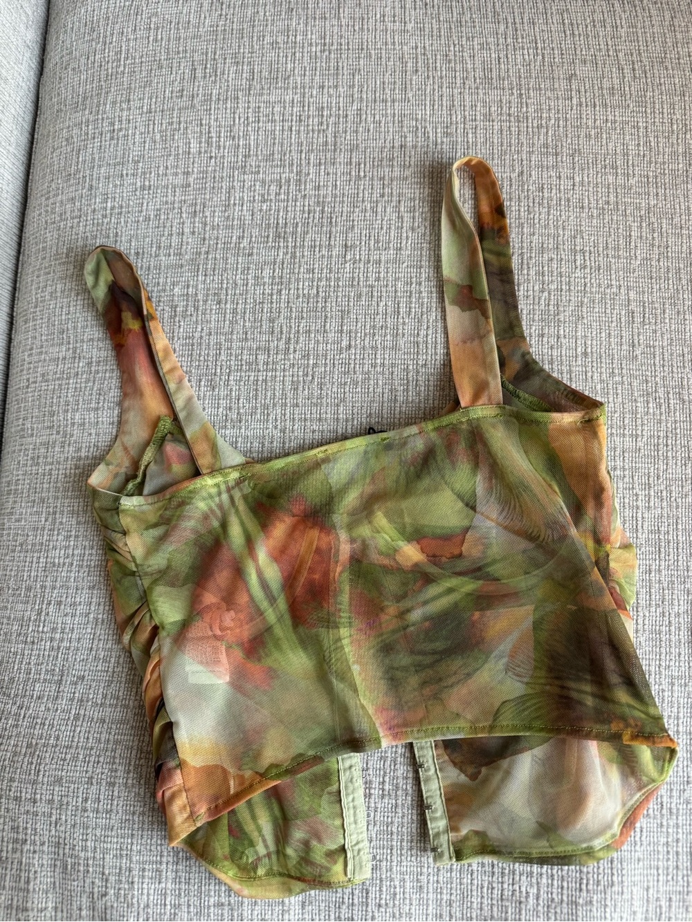 Zara Olive Green Multi Ruched Crop Tank - Picture 3 of 4